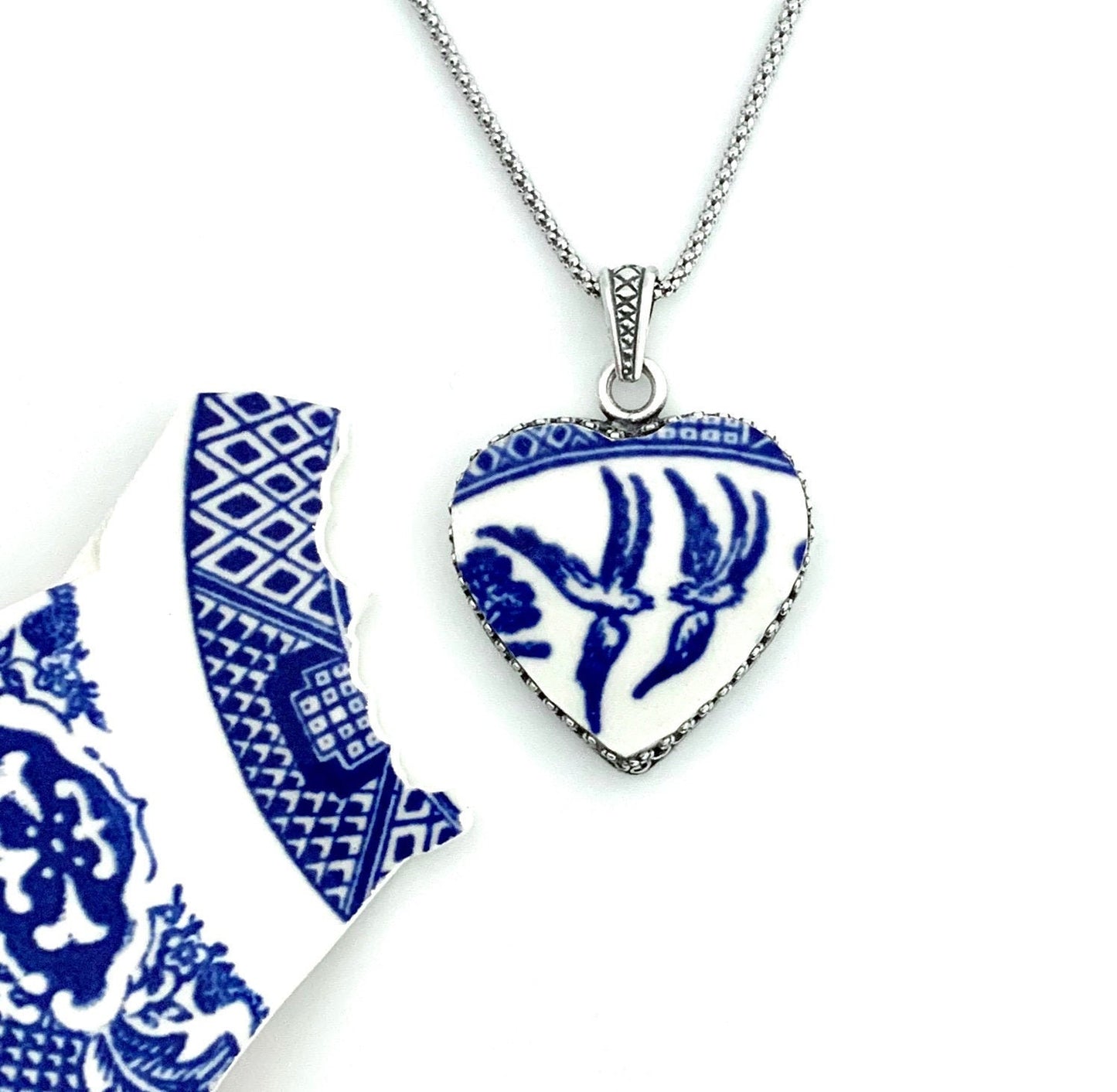 CUSTOM ORDER Large Heart Broken China Jewelry Necklace, Memorial Jewelry, Unique Family Gifts for Women