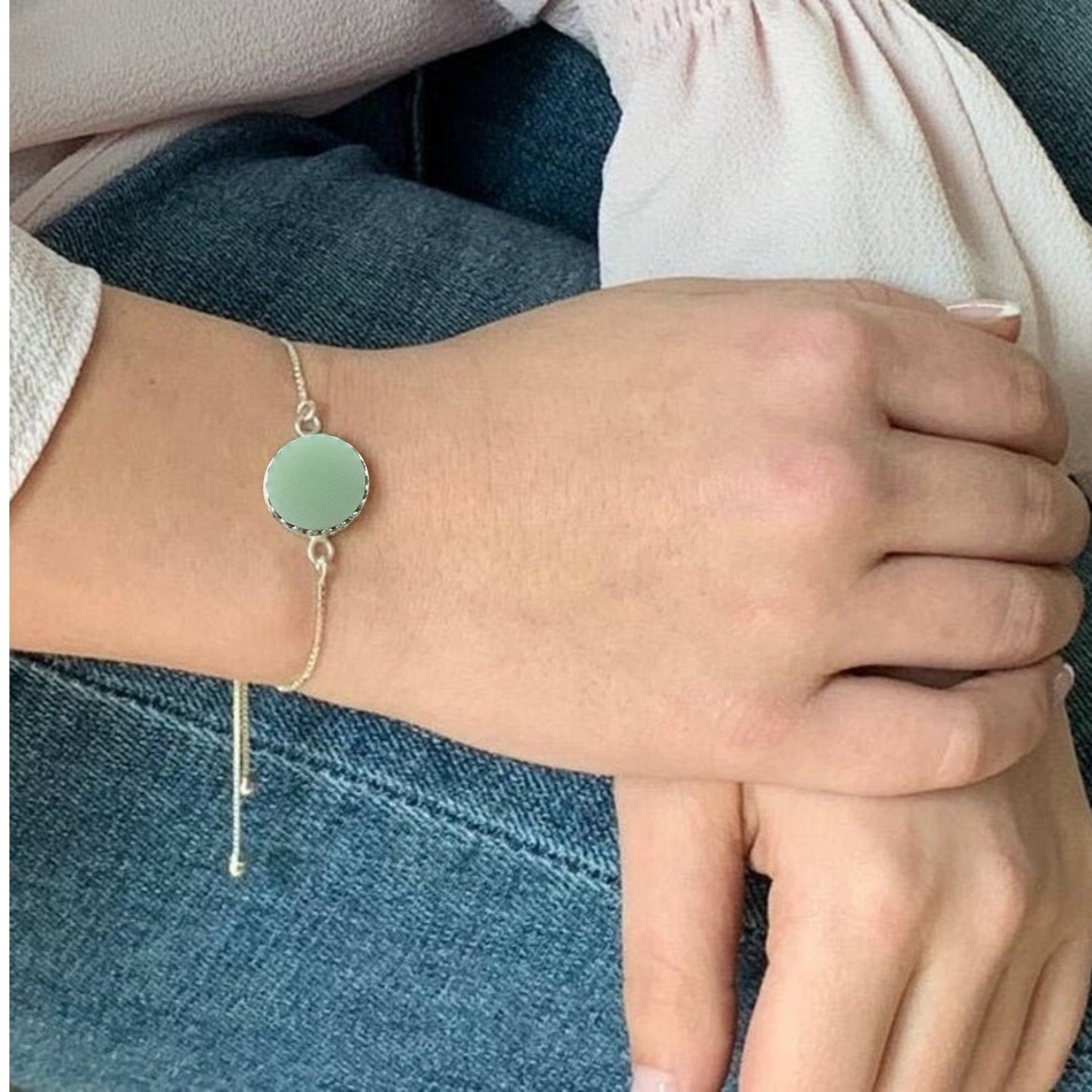 Fire King Jadeite Bracelet, Dainty Bolo Bracelet, Broken China Jewelry, Jadeite Junkies Jewelry, Jadeite Collectors Jewelry Gift
