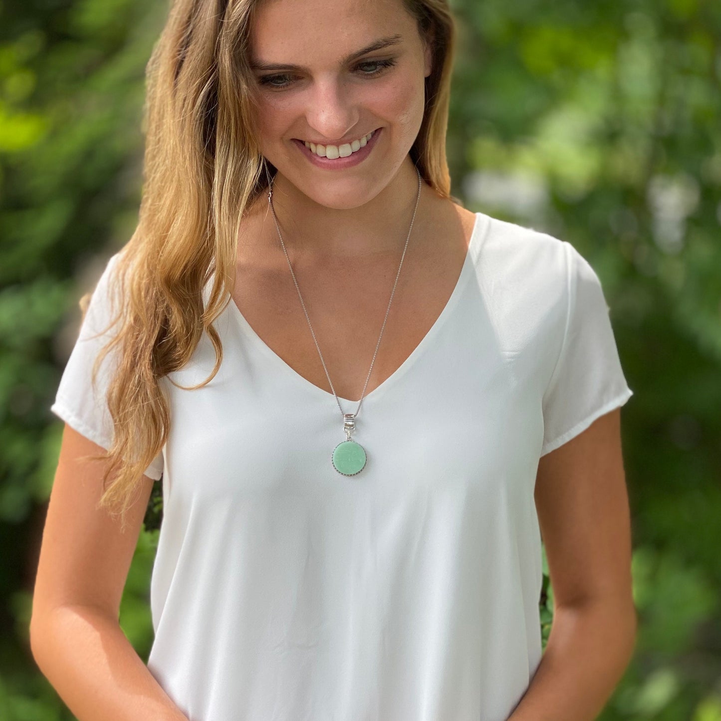 Jadeite Fire King Jewelry, Jadeite Junkies, Broken China Jewelry, Gifts for Mom, Sterling Silver Necklace, Unique Vintage Gifts for Women