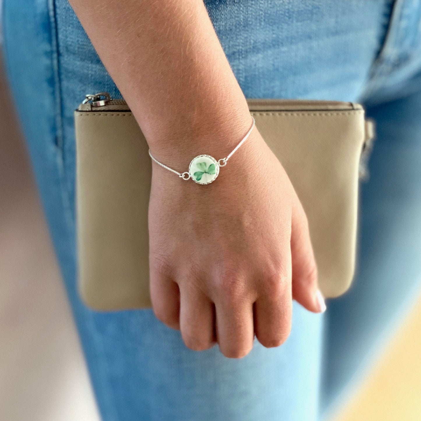 Vintage Belleek Irish China Bracelet, Broken China Jewelry, Dainty Celtic Bolo Bracelet, Unique Irish Gifts for Women, Gifts for Women