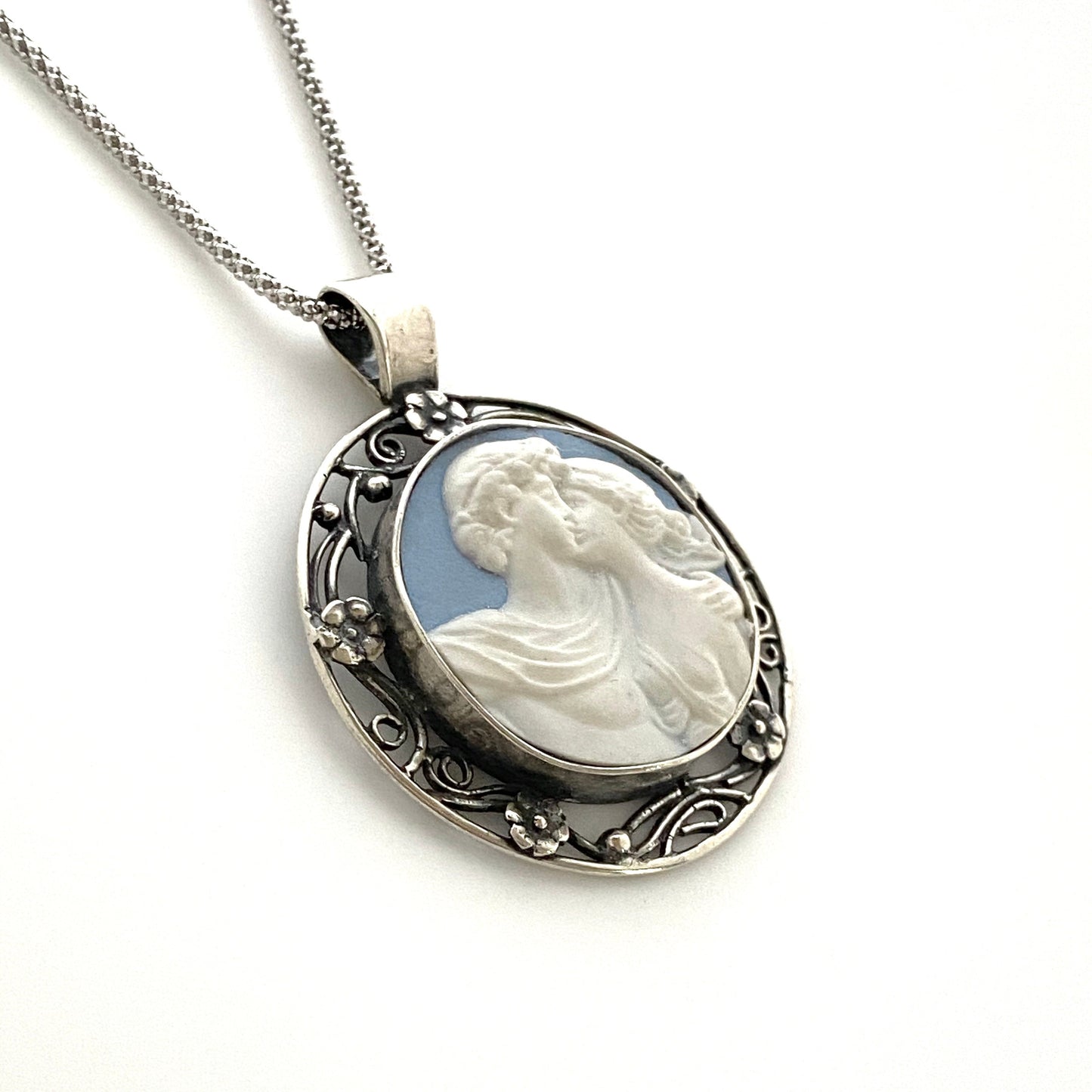 Jasperware Goddess and God Lovers Necklace, Romantic Valentines Day Gift for Girlfriend, Jasperware Pottery Cameo Jewelry