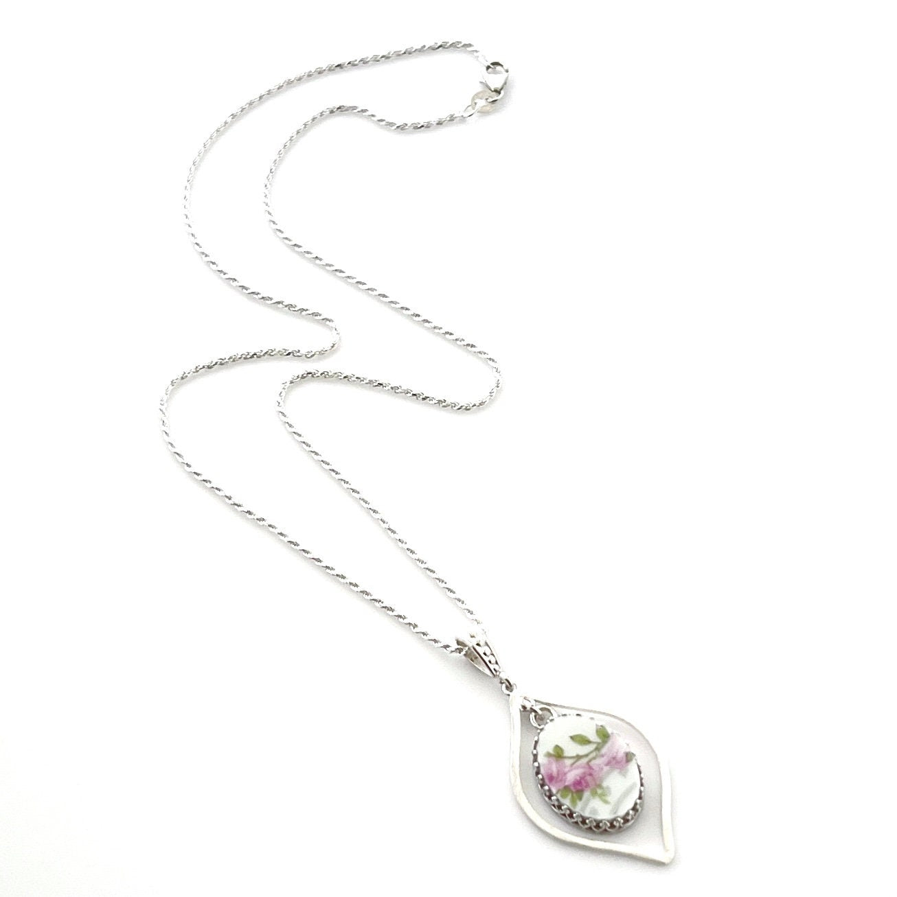 CUSTOM ORDER Teardrop Open Oval Necklace, Custom Broken China Jewelry, Sister Mom Gift, Memorial Jewelry, Family Gift, Made From Your China