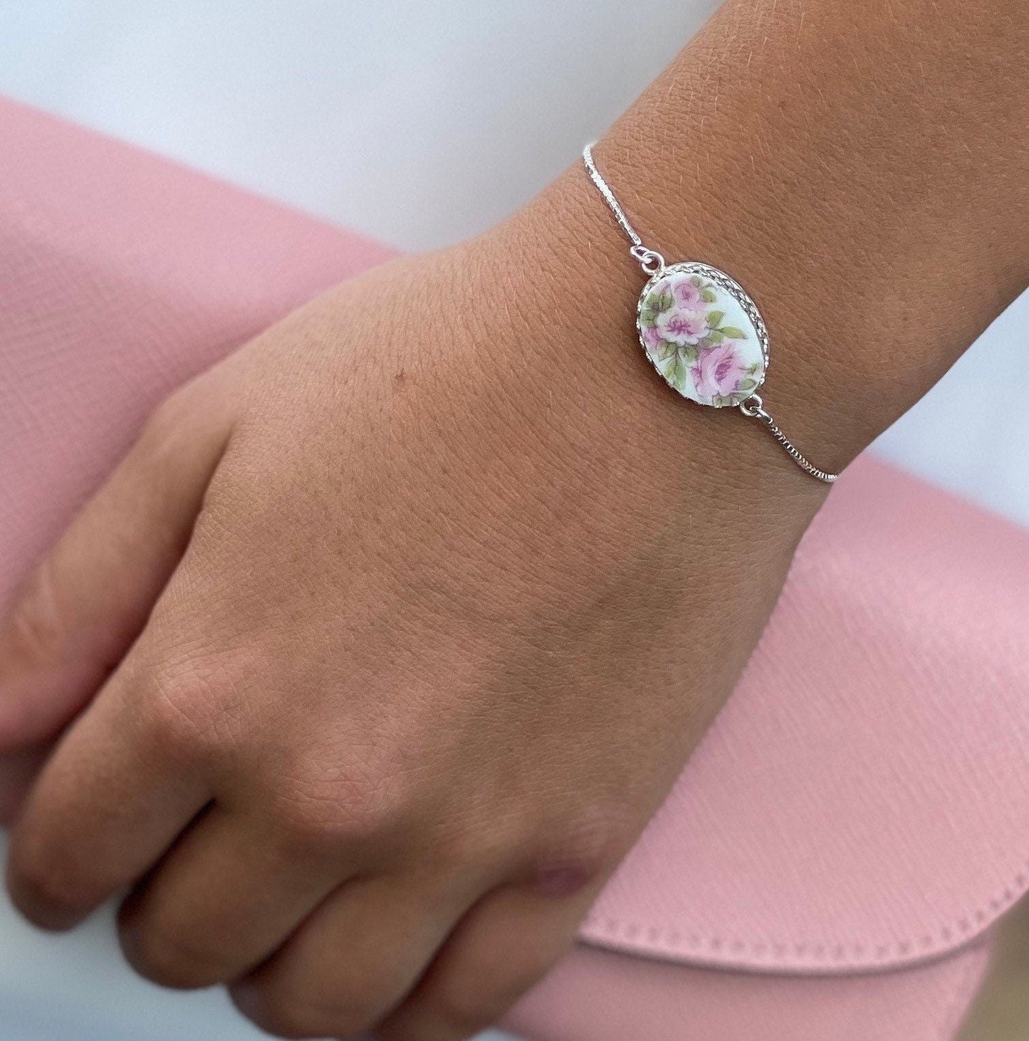 Limoges Pink Rose Bracelet