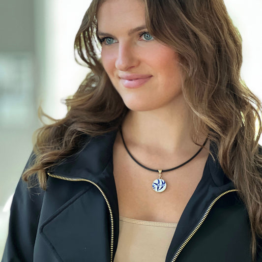 14k Gold Love Birds China Necklace, Vintage Blue Willow Ware Broken China Jewelry, Romantic 20th Wedding Anniversary Gift for Wife