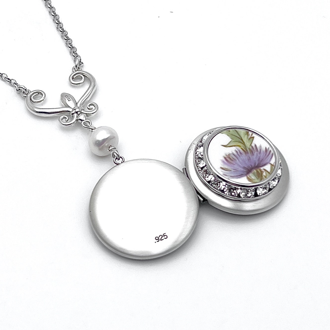 CUSTOM ORDER China Locket Necklace, Broken China Jewelry Photo Locket, Unique Family Gifts for Mom, Custom Jewelry