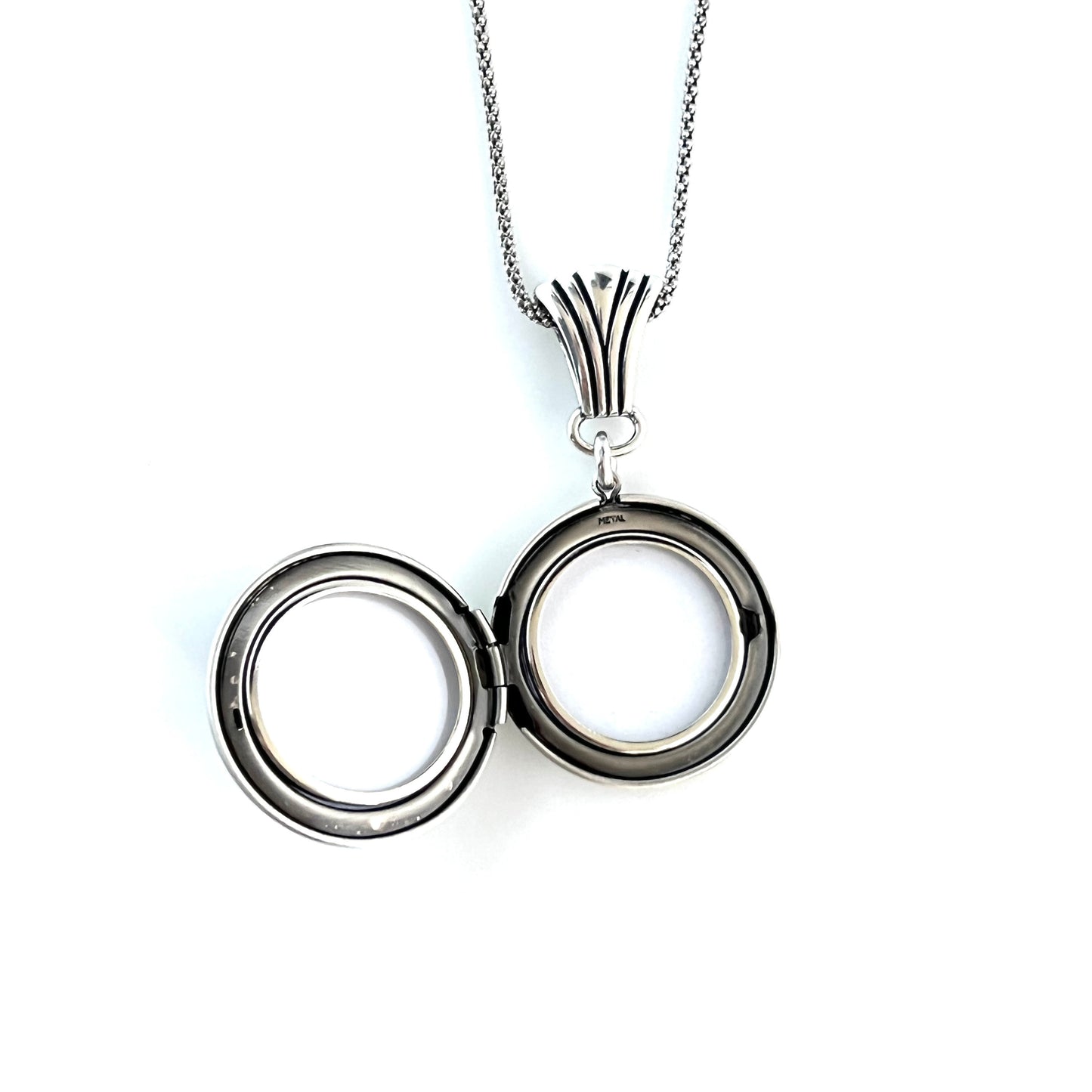 Blue Willow 9th or 20th Anniversary Gifts for Wife, Round Silver Photo Locket Necklace, Broken China Crystal Jewelry, Unique Gifts for Women
