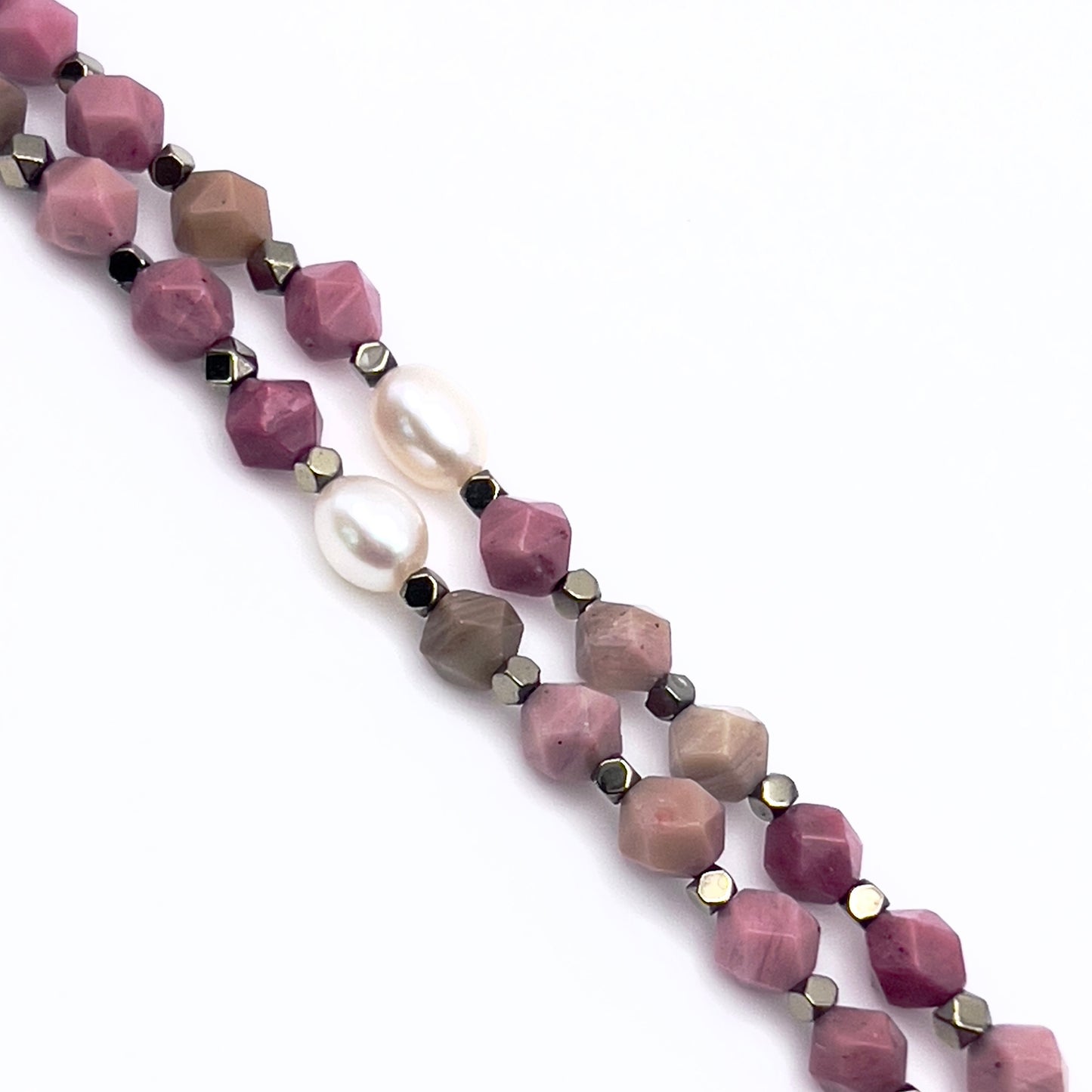 Natural Gemstone Beaded Wrap Bracelet, French Limoges Broken China Jewelry, Freshwater Pearls