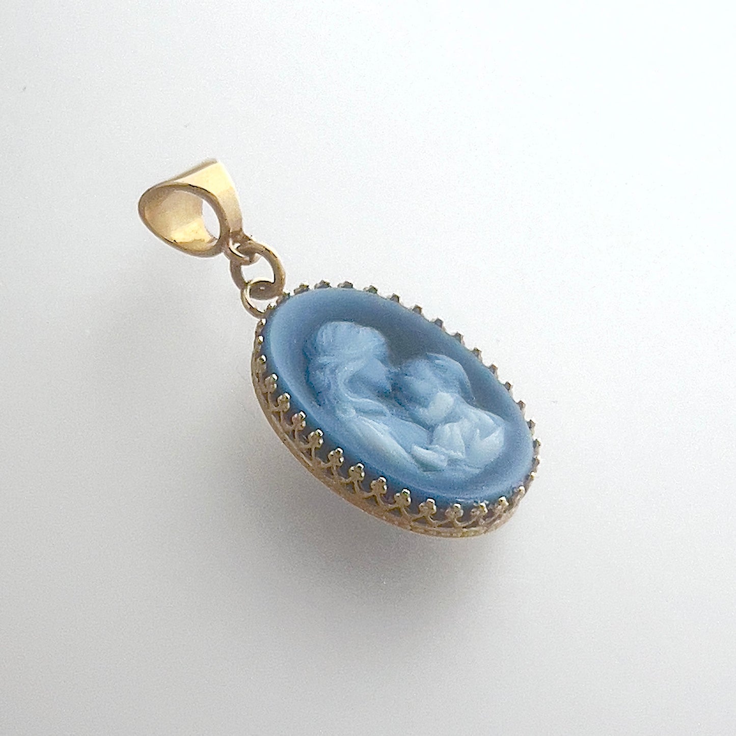 14k Gold Mother and Child Cameo Pendant or Necklace, Gifts for New Mom, Gemstone Cameo Jewelry, Mother and Baby Cameo, Mothers Day Gifts