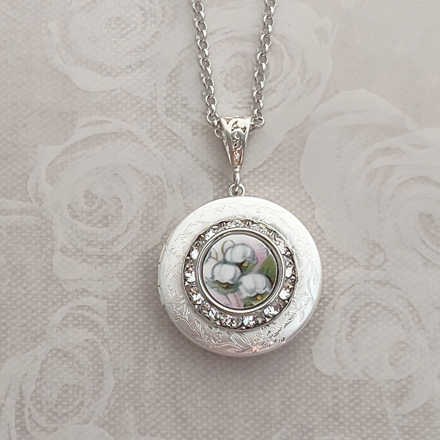 Lily of the Valley Photo Locket Necklace