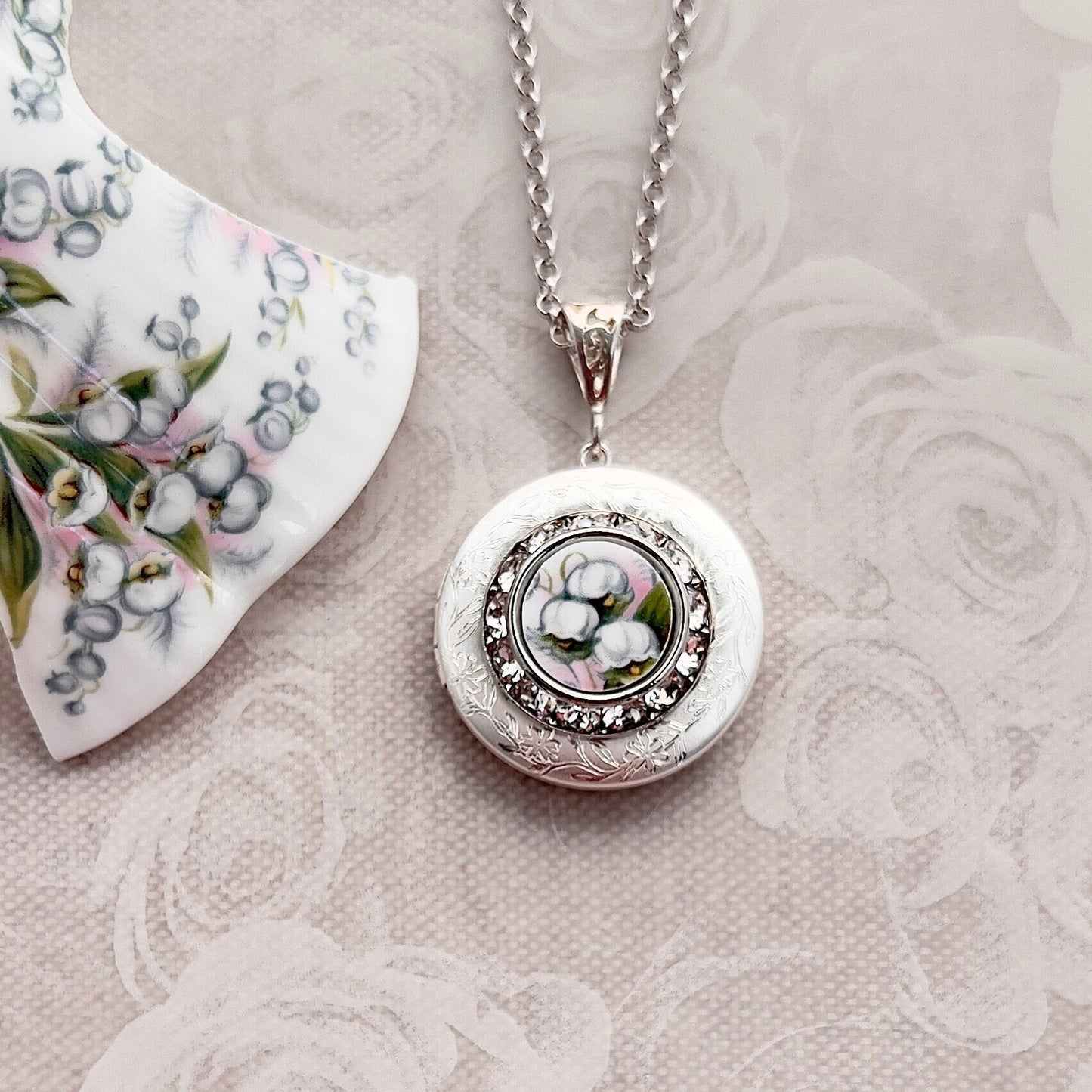 Lily of the Valley Photo Locket Necklace