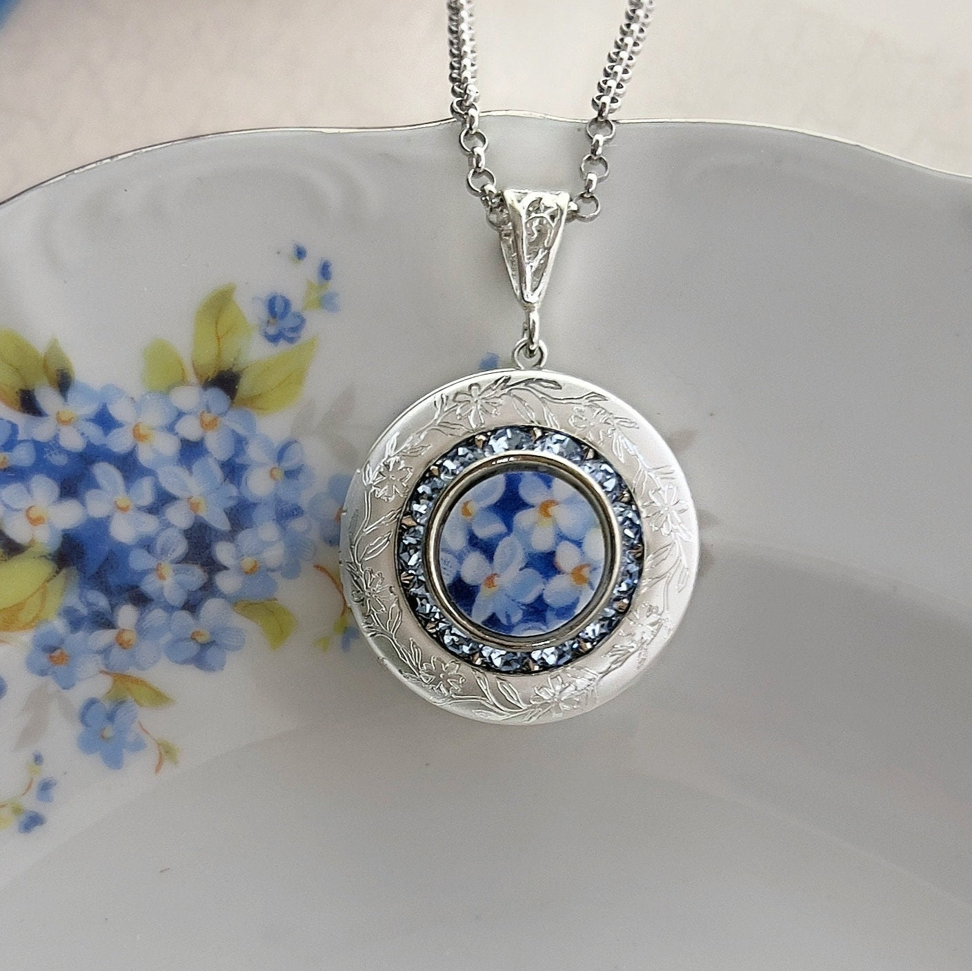 Forget Me Not Locket Necklace