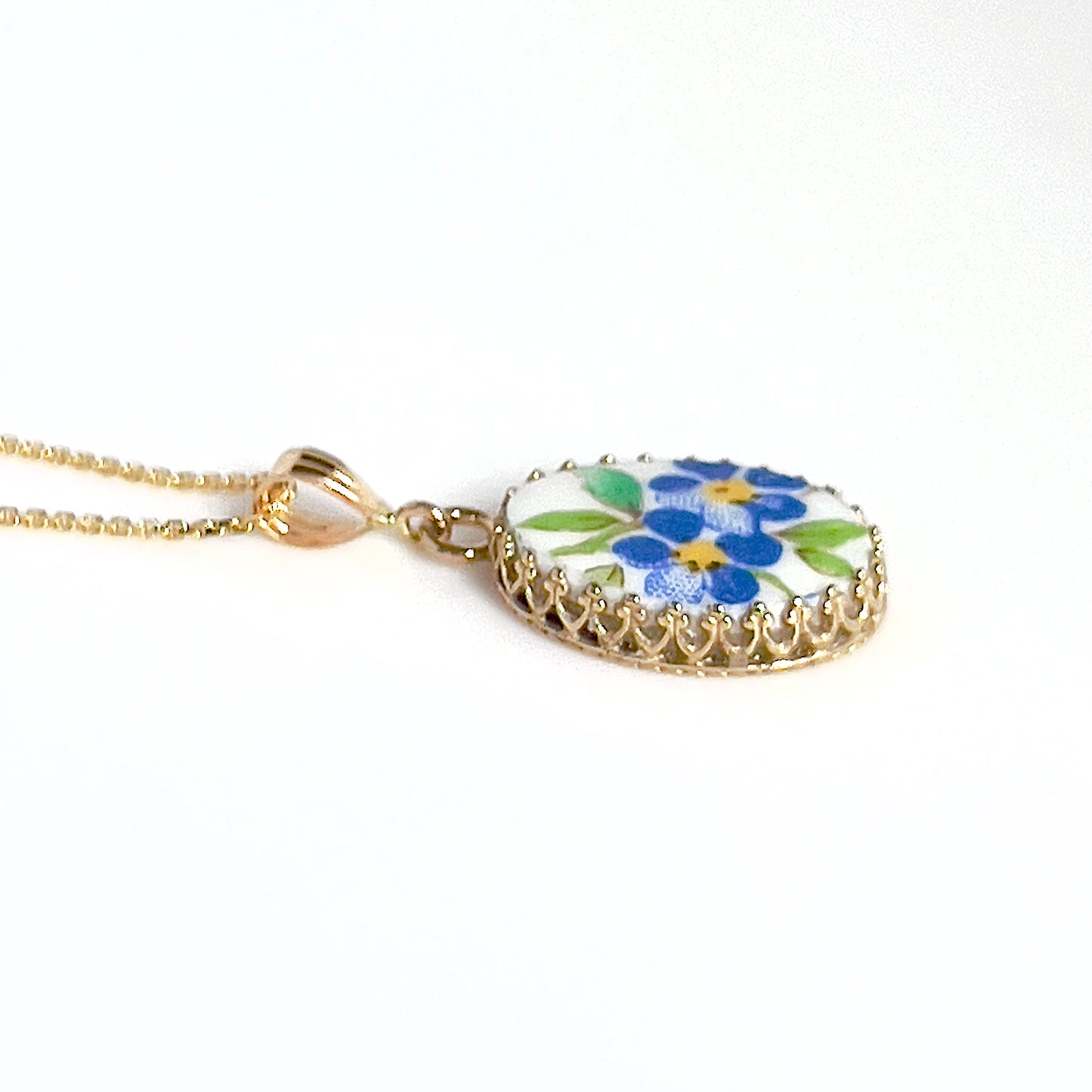 Dainty 14k Gold Forget Me Not Pendant or Necklace