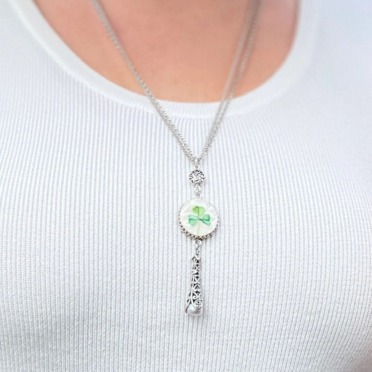 Repurposed Belleek Irish Broken China Jewelry, Pearl Necklace, Sterling Silver Celtic Victorian Jewelry, Ireland, Unique Gifts
