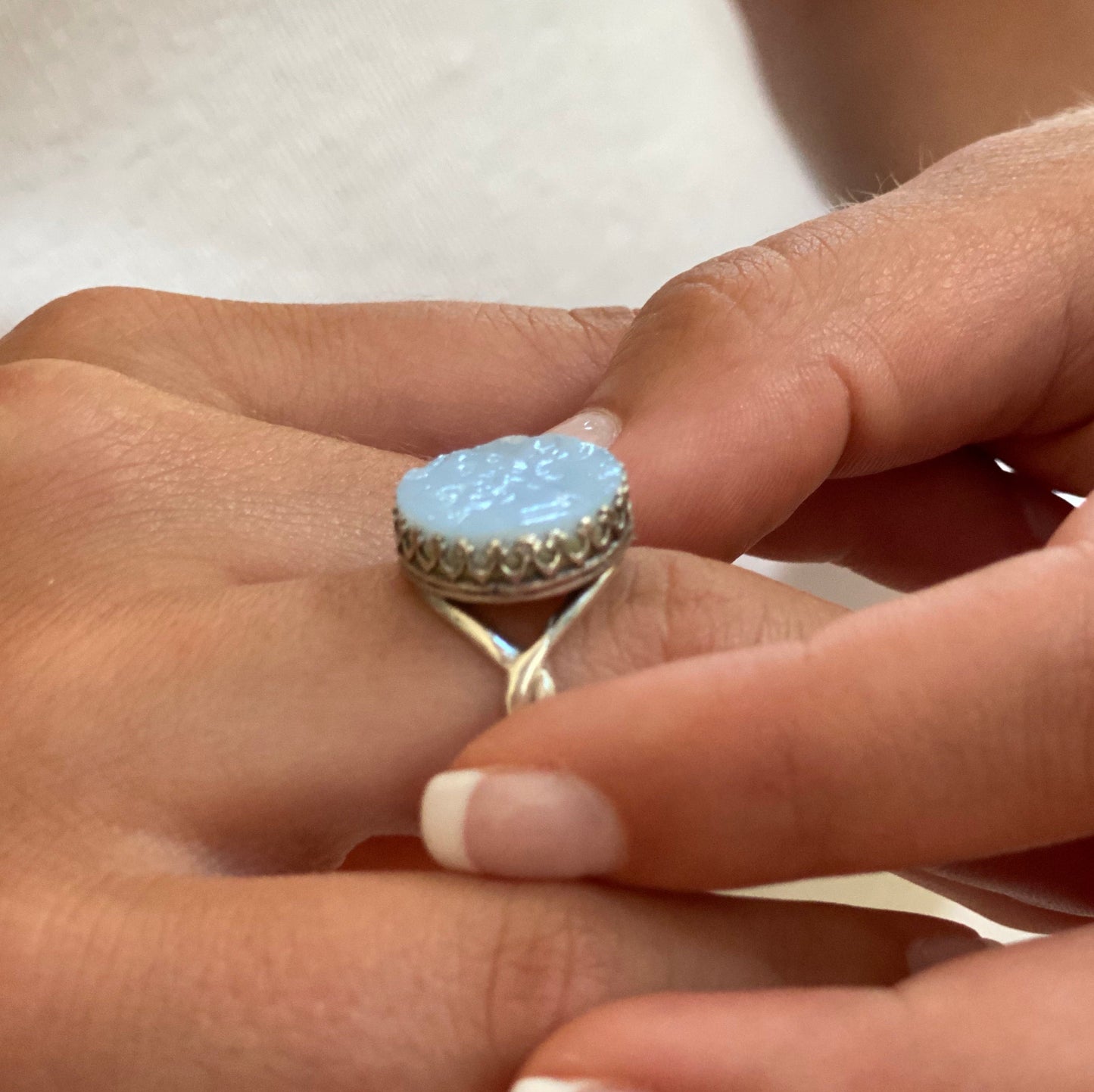 Jeanette Glass Delphite Cherry Blossom Ring