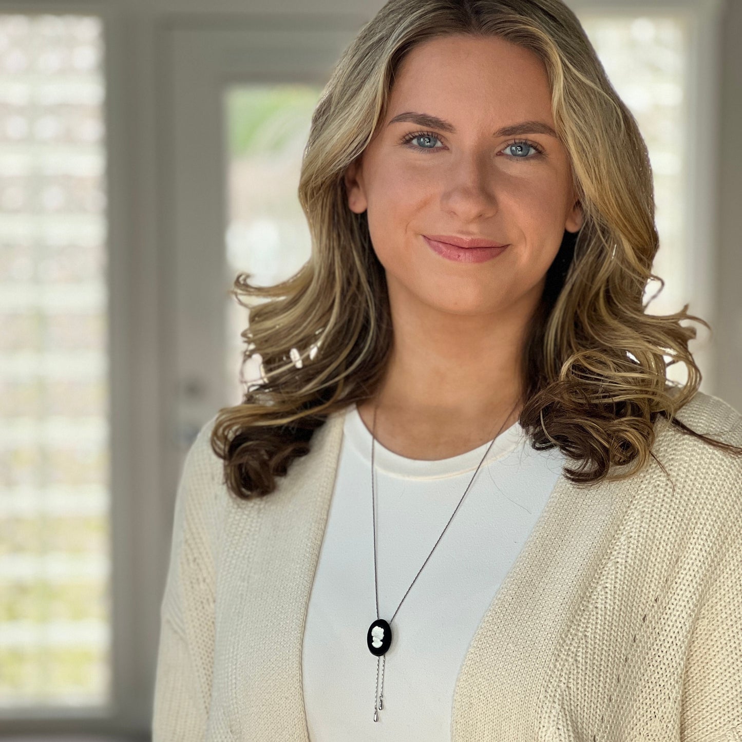 Vintage Black Glass Cameo Necklace, Adjustable Long Silver Necklace, Unique Gift for Her