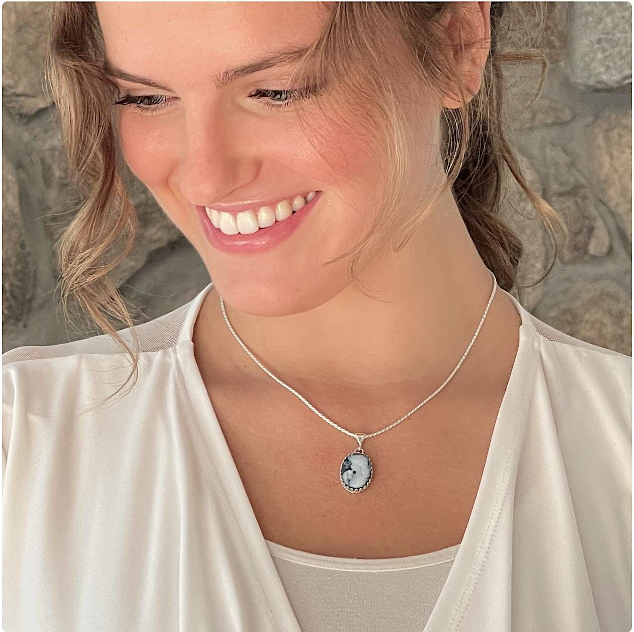 Cat Cameo Necklace, Cat Jewelry, Unique Gifts for Women, Blue Cameo Pendant, Sterling Silver, Woman Holding Cat