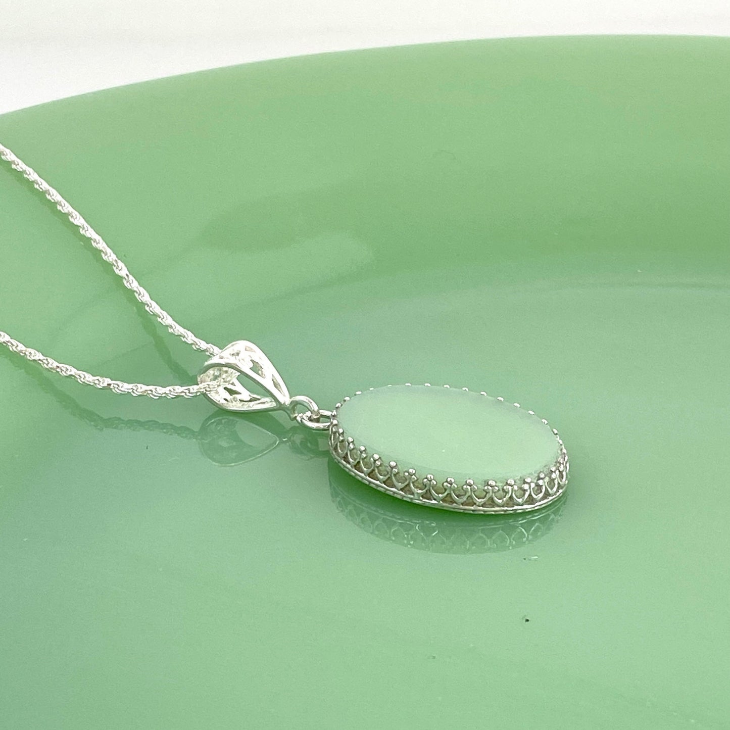 Jadeite Fire King Jewelry Broken China Necklace Anniversary Gift for Wife Vintage Jadeite Junkies Jewelry Unique Gifts for Women