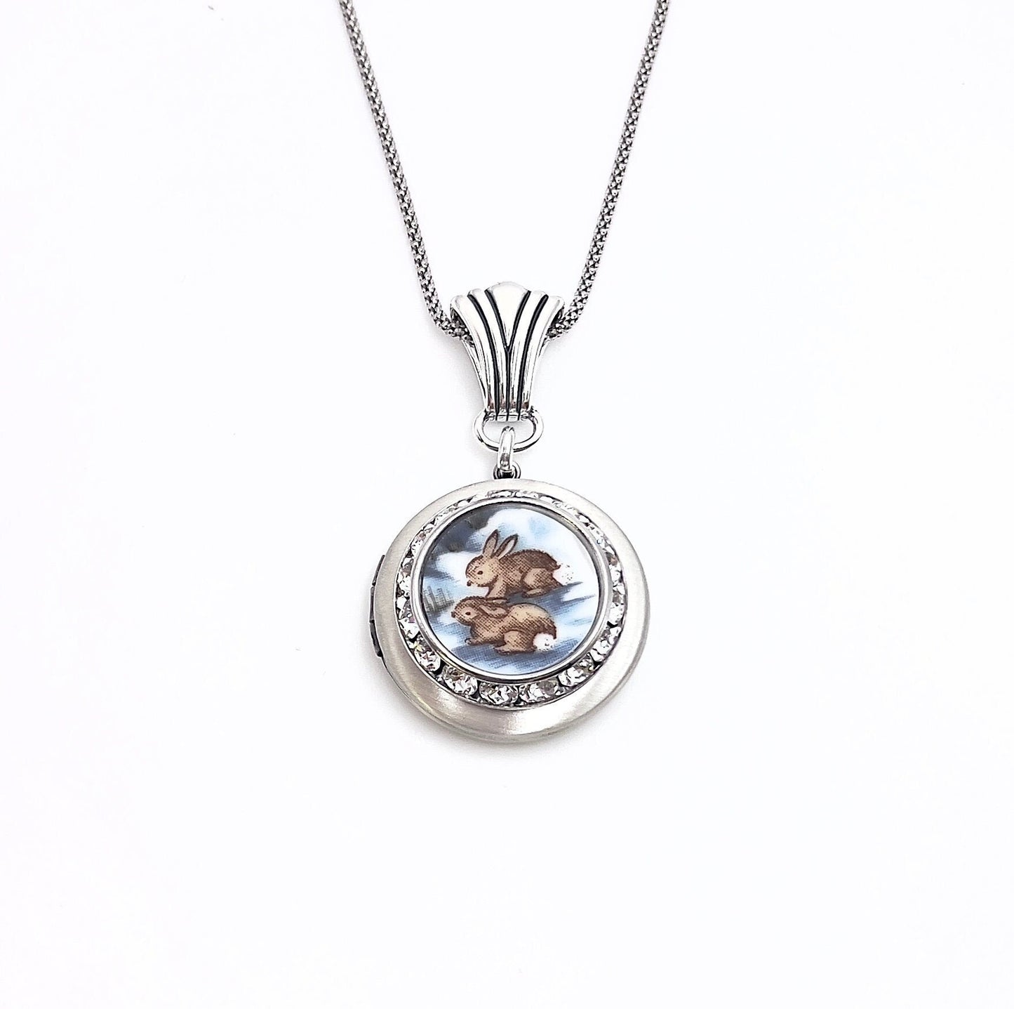 Adjustable Bunny Photo Locket Necklace