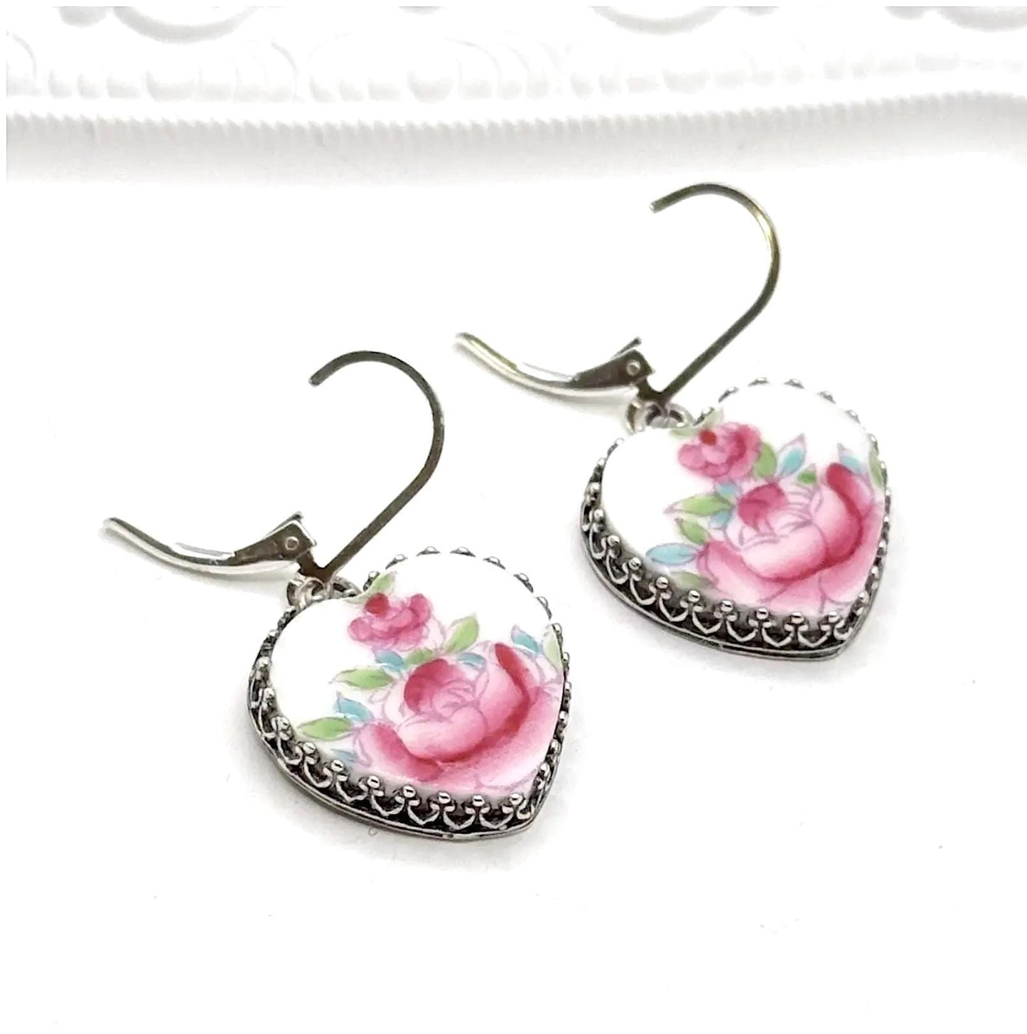 CUSTOM ORDER Custom Broken China Jewelry Heart Earrings Made From Your China Custom Memorial Jewelry Gift In Memory Mom Grandmother