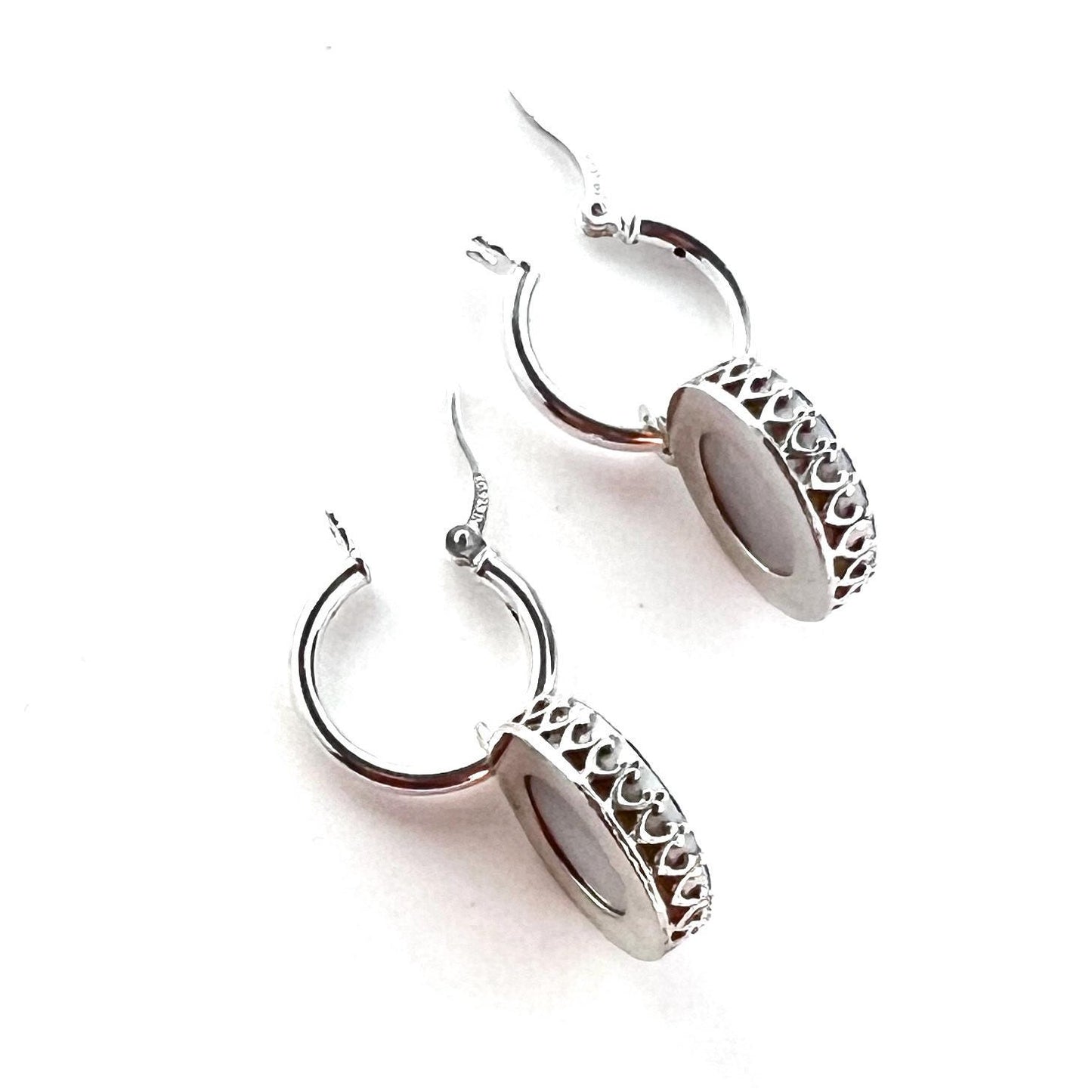 Romantic Love Birds Blue Willow Hoop Earrings