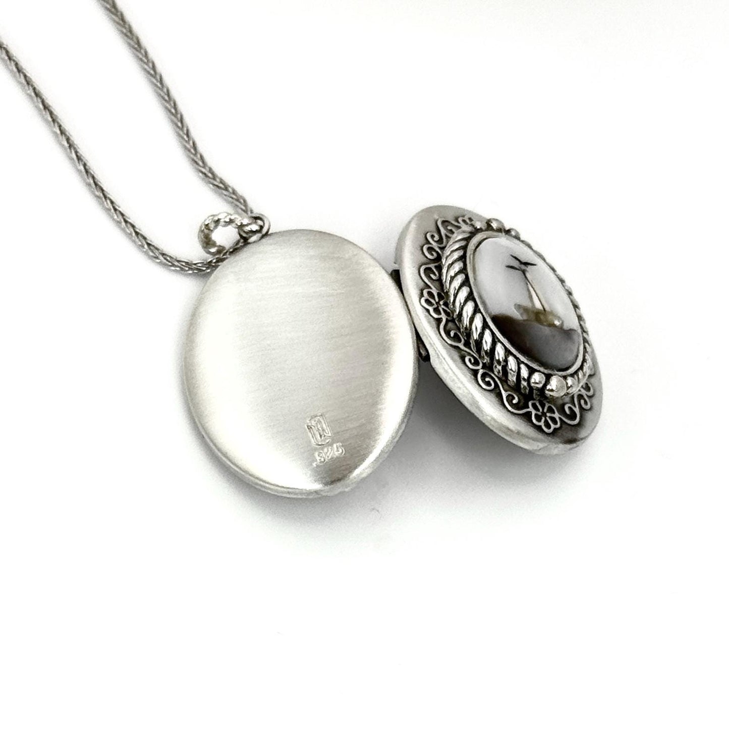 Adjustable Sterling Silver Sailboat Locket Necklace, Nautical Jewelry, Oval Photo Locket, Inlaid Mother of Pearl, Ocean Jewelry