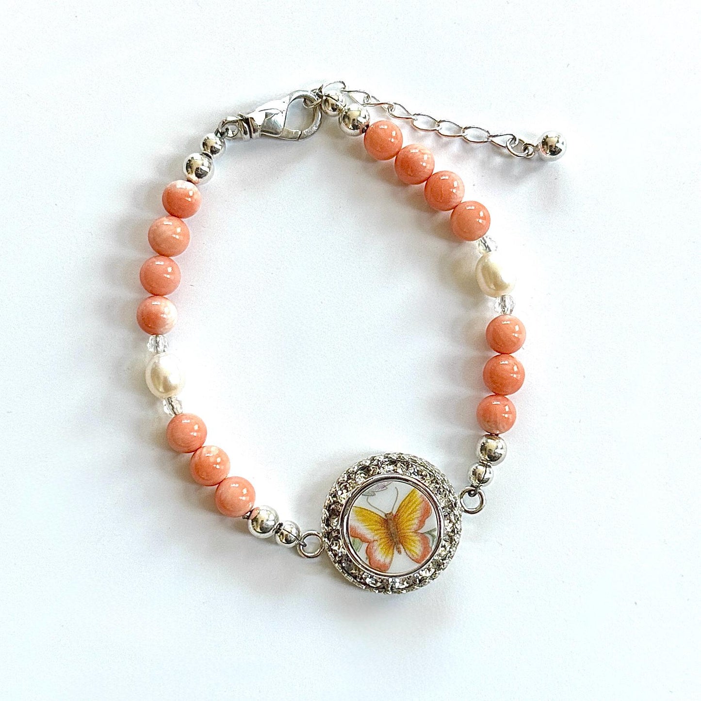 Porcelain 18th Wedding Anniversary Gifts, Crystal Butterfly Necklace & Bracelet Set, Natural Coral Toggle Necklace, Colorful Beaded Jewelry