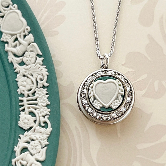 Romantic 20th Anniversary Gifts For Wife, Heart Photo Locket Necklace, Broken China Jewelry, Keepsake Gifts, Wedding Anniversary Gift Ideas