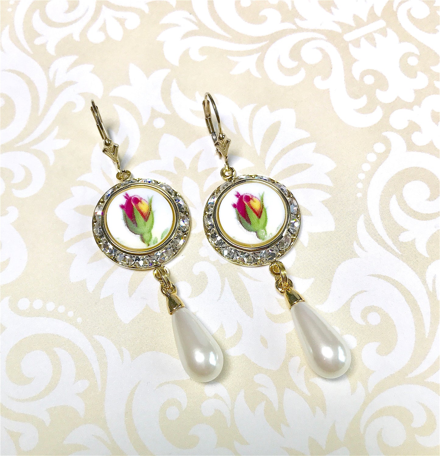 Gold Pearl Drop Earrings, Vintage Heirloom Cottagecore Pearl Jewelry, Wedding Bridal Wedding Gift