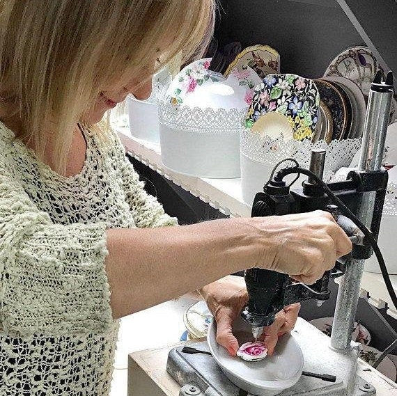 Wedgwood Flower Ring, Blue Jasperware Broken China Jewelry, Adjustable Sterling Silver Ring, Unique Gifts for Women