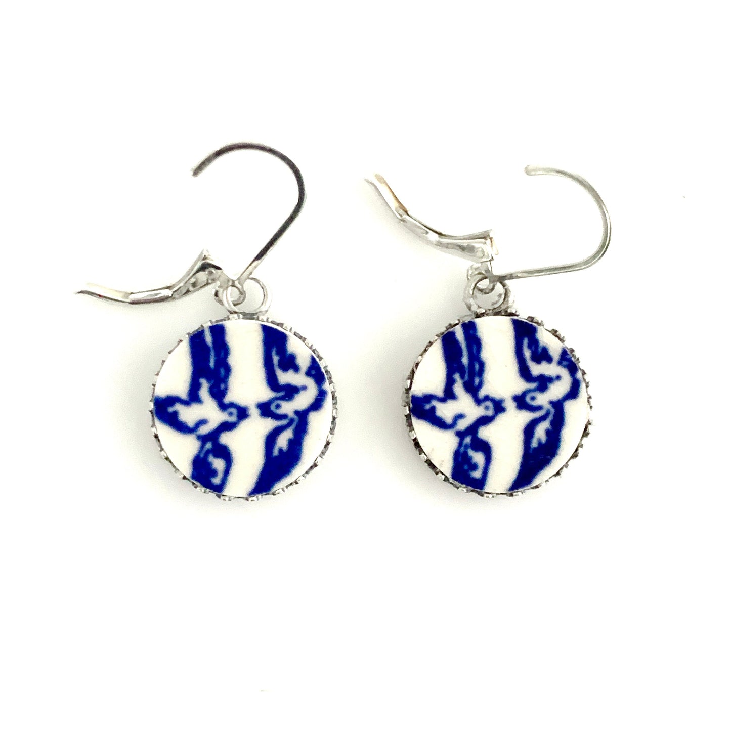 Love Birds Blue Willow Broken China Jewelry Set, Romantic 20th Anniversary Gift for Wife