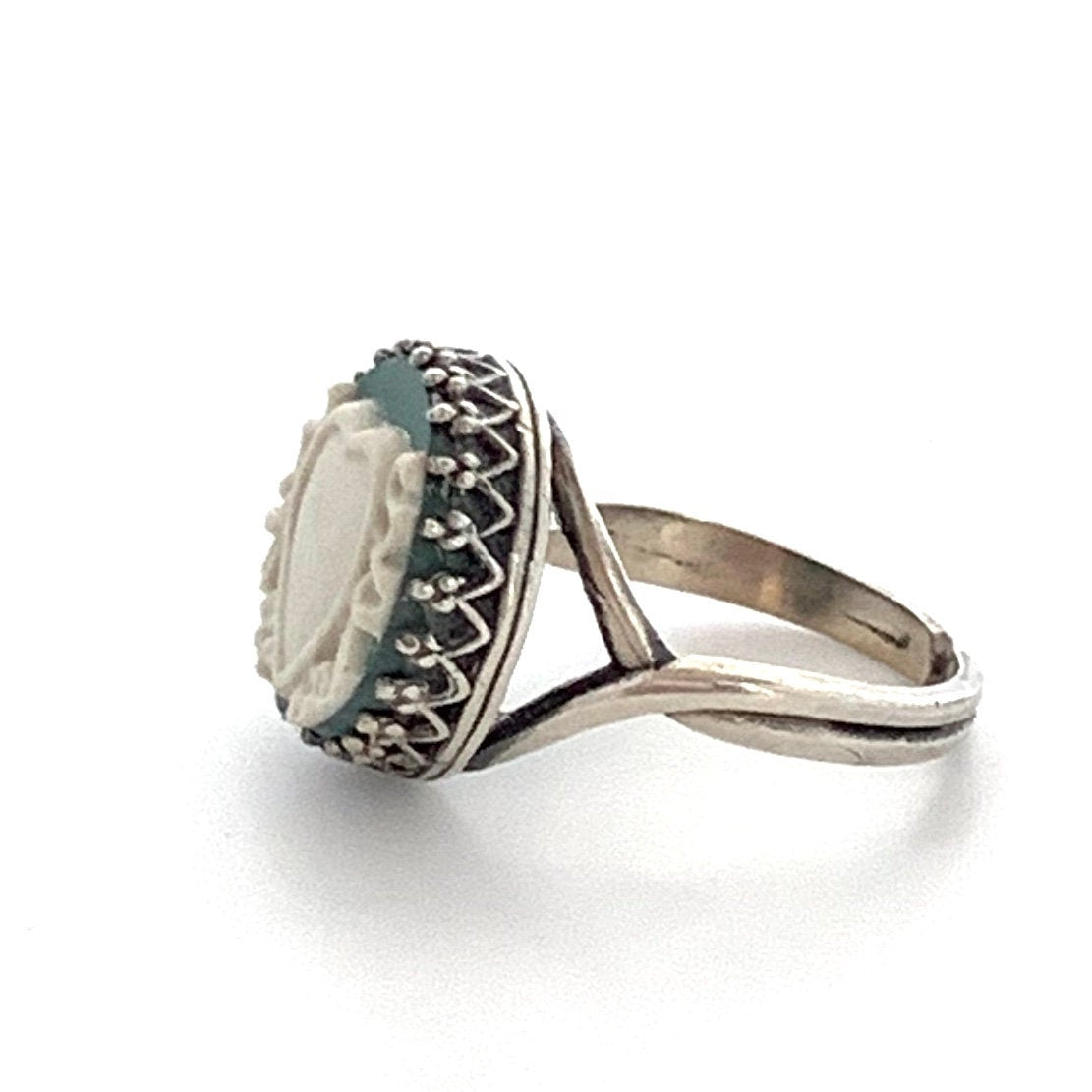 Wedgwood Jasperware Heart Ring, Broken China Jewelry, Adjustable Silver Ring, Unique Gifts for Women