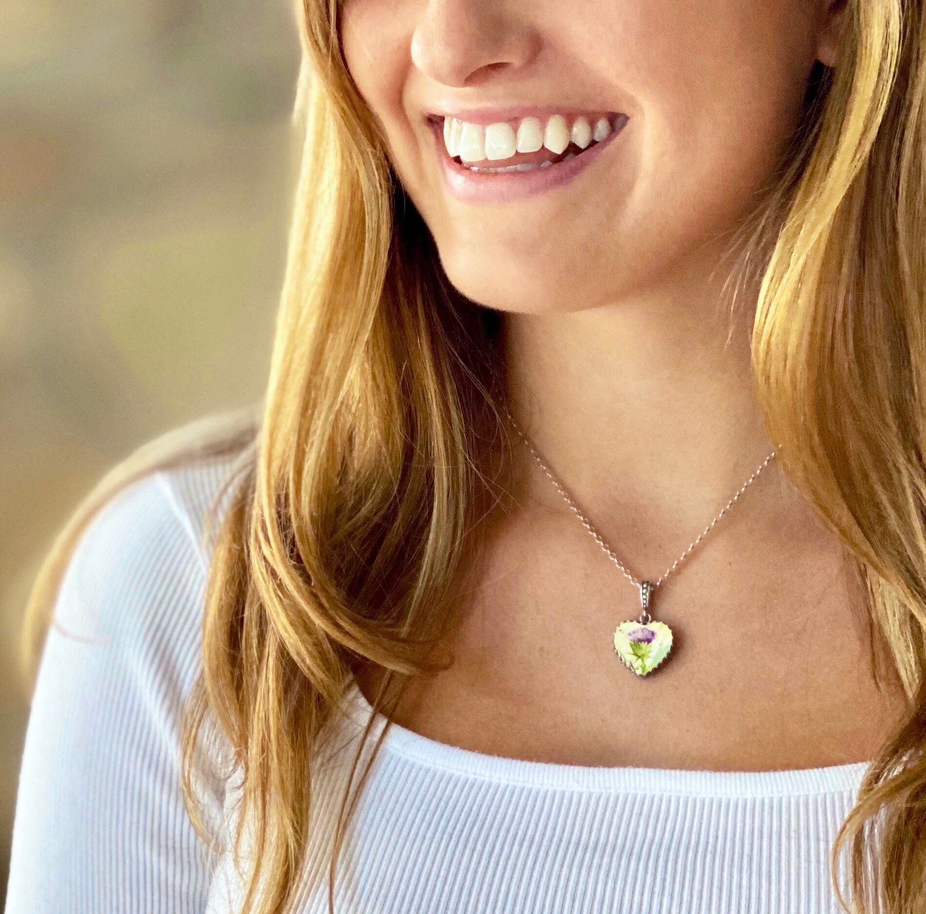 Scottish Thistle Broken China Jewelry, Heart Pendant Necklace, Handmade Jewelry, Anniversary Gifts for Women