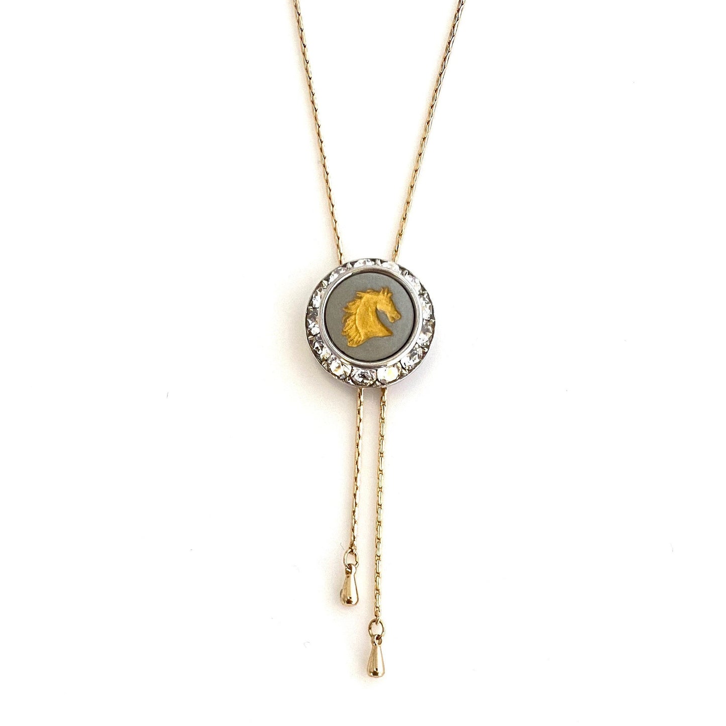 Wedgwood Horse Cameo Crystal Lariat Necklace