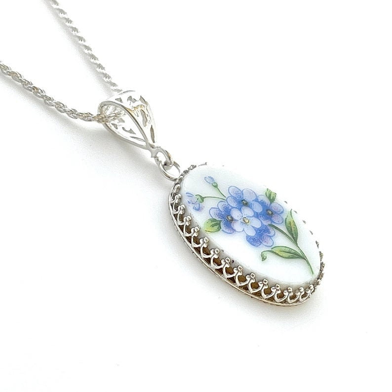 Romantic Forget Me Not China Necklace