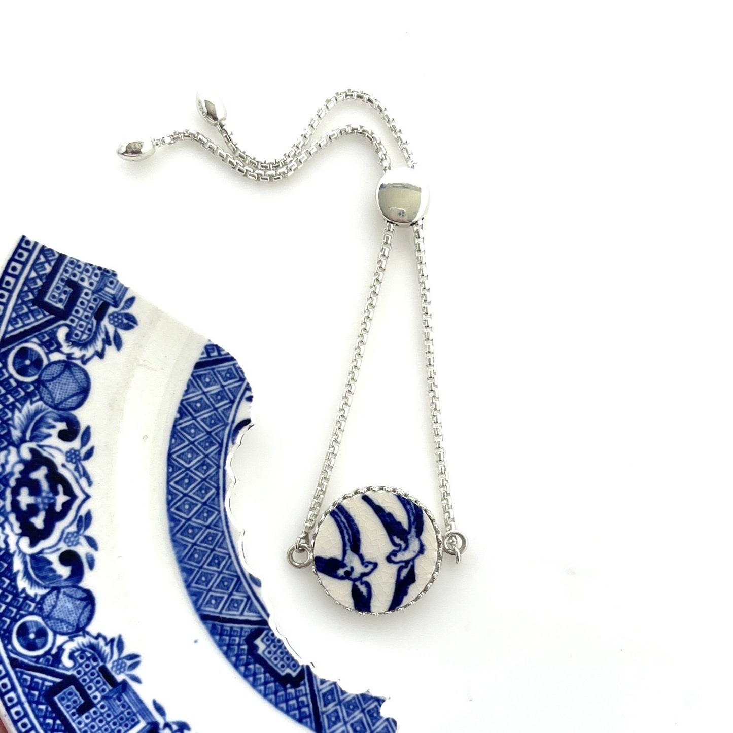 Blue Willow Love Birds Adjustable Bracelet