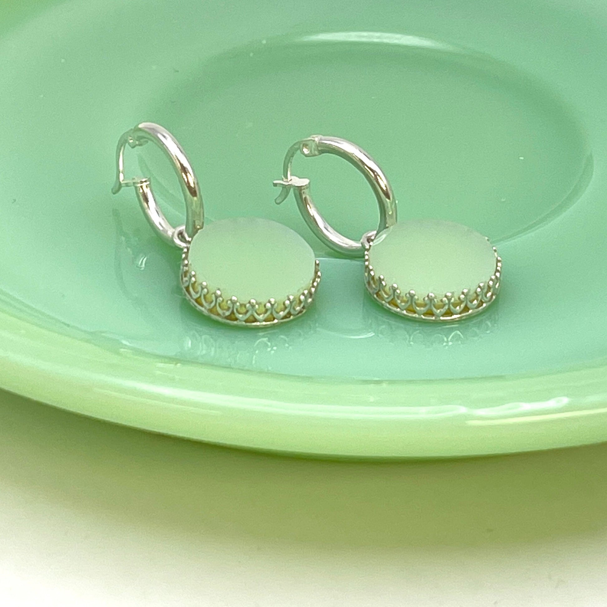 Fire King Jadeite Hoop Earrings