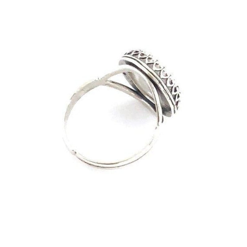 Vintage Mother of Pearl Button Ring, Unique Gifts for Women, Repurposed Button Jewelry, Adjustable Sterling Silver Ring