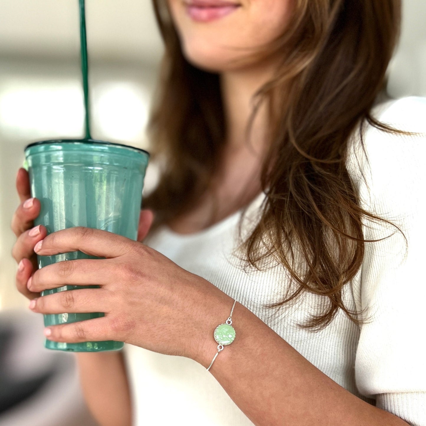 Fire King Alice Jadeite Bracelet, Dainty Bolo Bracelet, Broken China Jewelry, Jadeite Junkies Jewelry