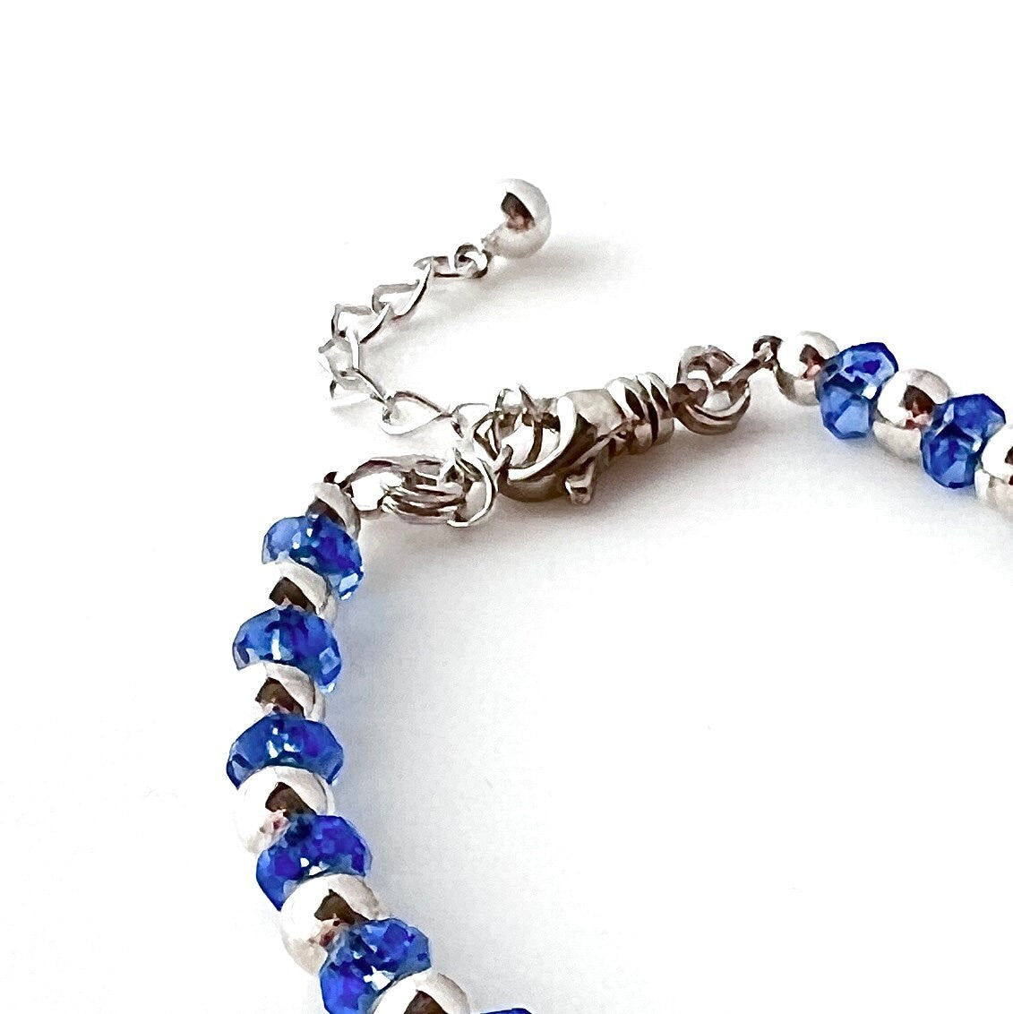 Sapphire Forget-Me-Not Broken China Bracelet, Unique Anniversary Gift for Her