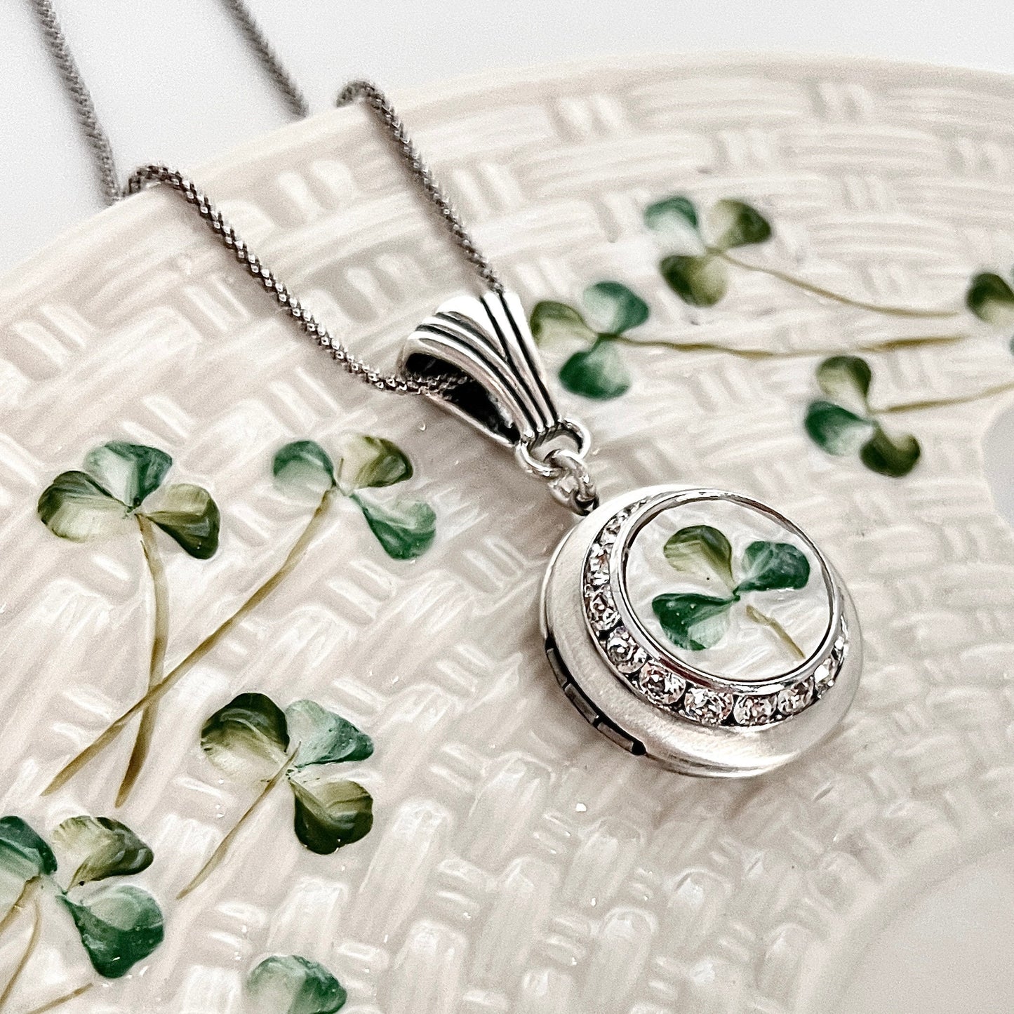 Belleek Broken China Locket Necklace