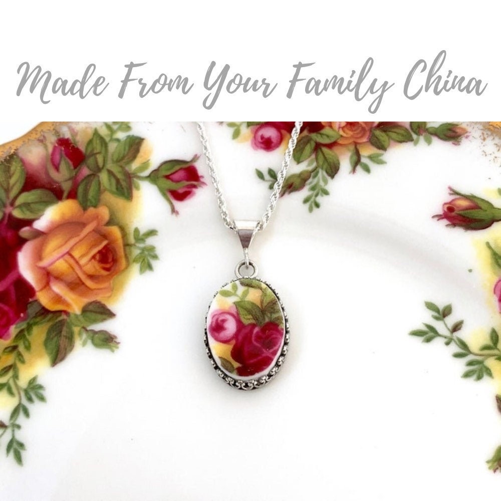 CUSTOM ORDER Small Oval China Necklace