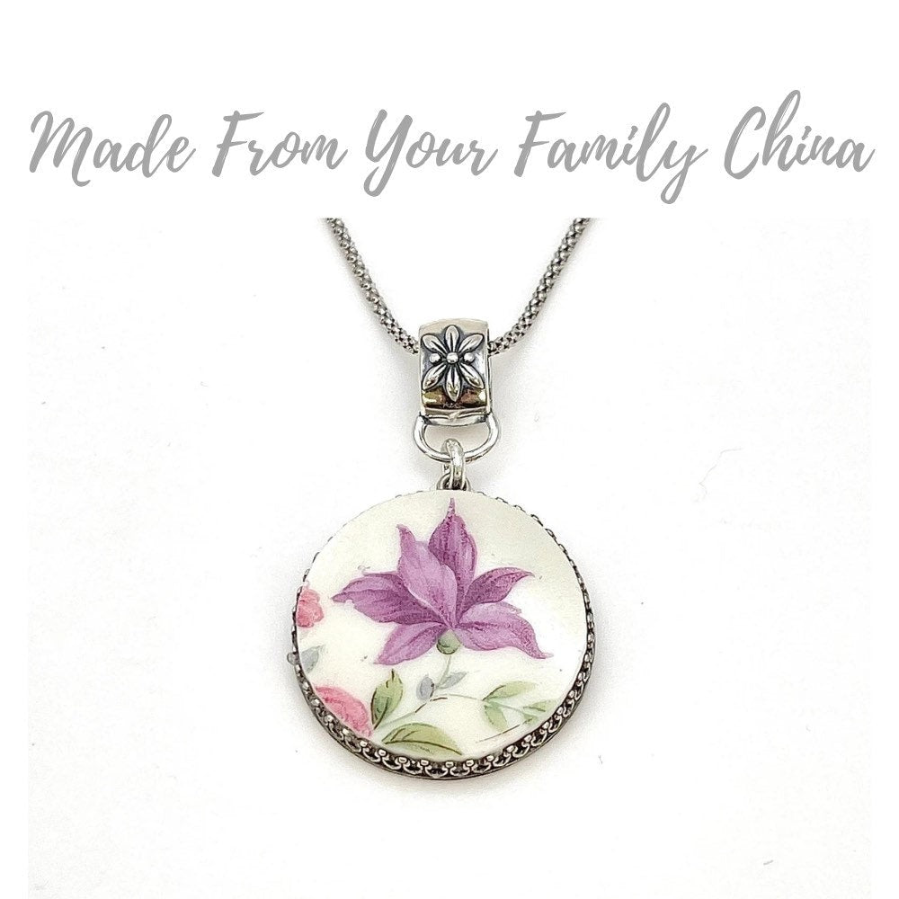 CUSTOM ORDER Custom Large Circle Necklace Floral Bale