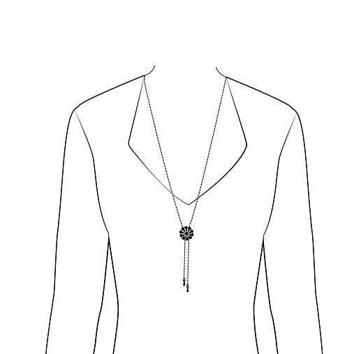 One-of-a-Blue Onyx and Mother of Pearl Necklace, Adjustable Bolo Tie Jewelry, Slide Necklace