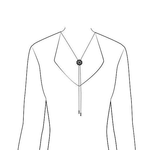 One-of-a-Blue Onyx and Mother of Pearl Necklace, Adjustable Bolo Tie Jewelry, Slide Necklace