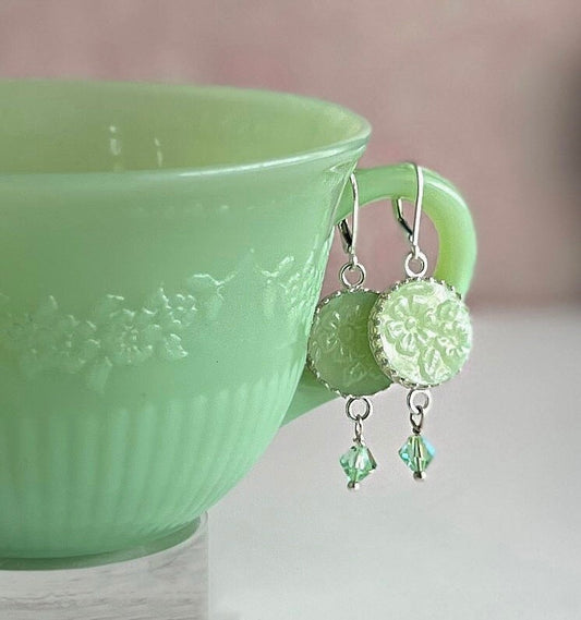 Alice Jadeite Fire King Earrings, Vintage Jadeite Plate, Jadeite Junkies, Broken China Jewelry