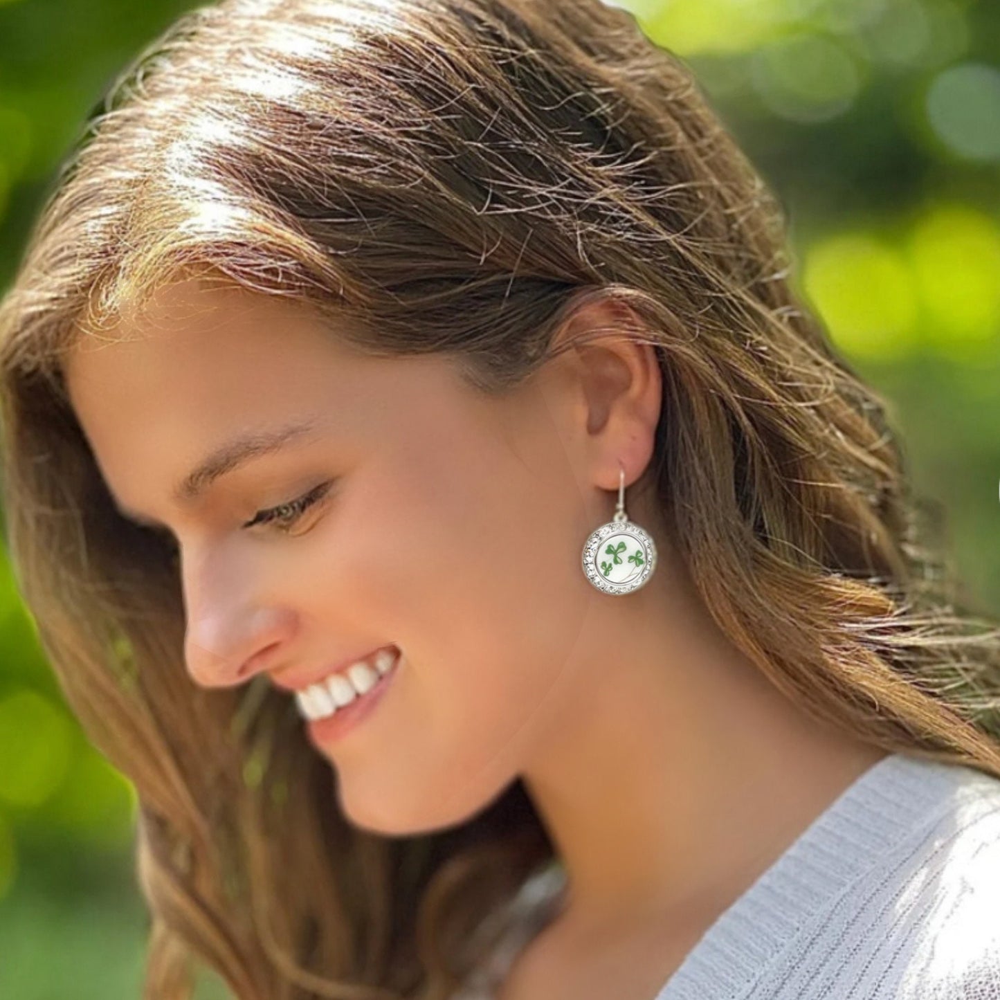 Irish Royal Tara China Crystal Earrings, Shamrock Broken China Jewelry, Celtic Jewelry Gifts for Women