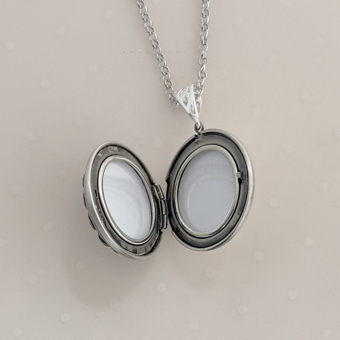 Lily of the Valley Photo Locket Necklace, Broken China Jewelry, Unique Anniversary Gifts for Wife, Vintage China, Gifts for Women