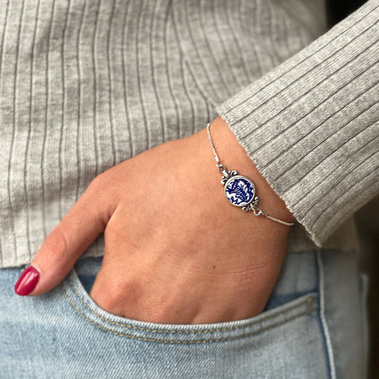Adjustable Blue Willow Bolo Bracelet