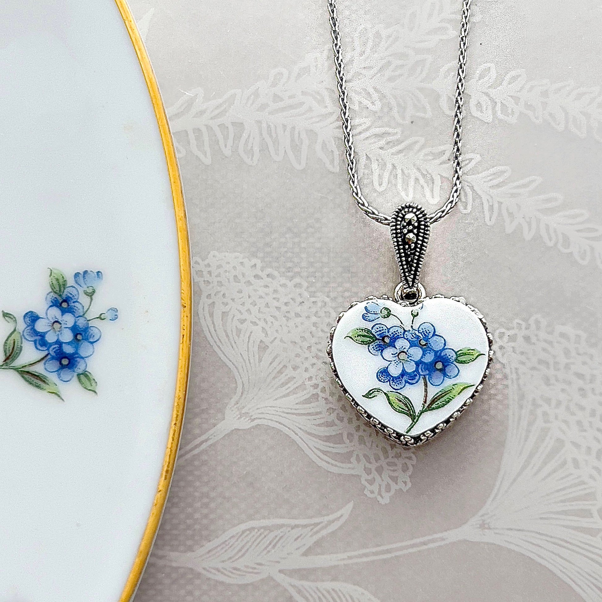 Forget Me Not Heart Necklace