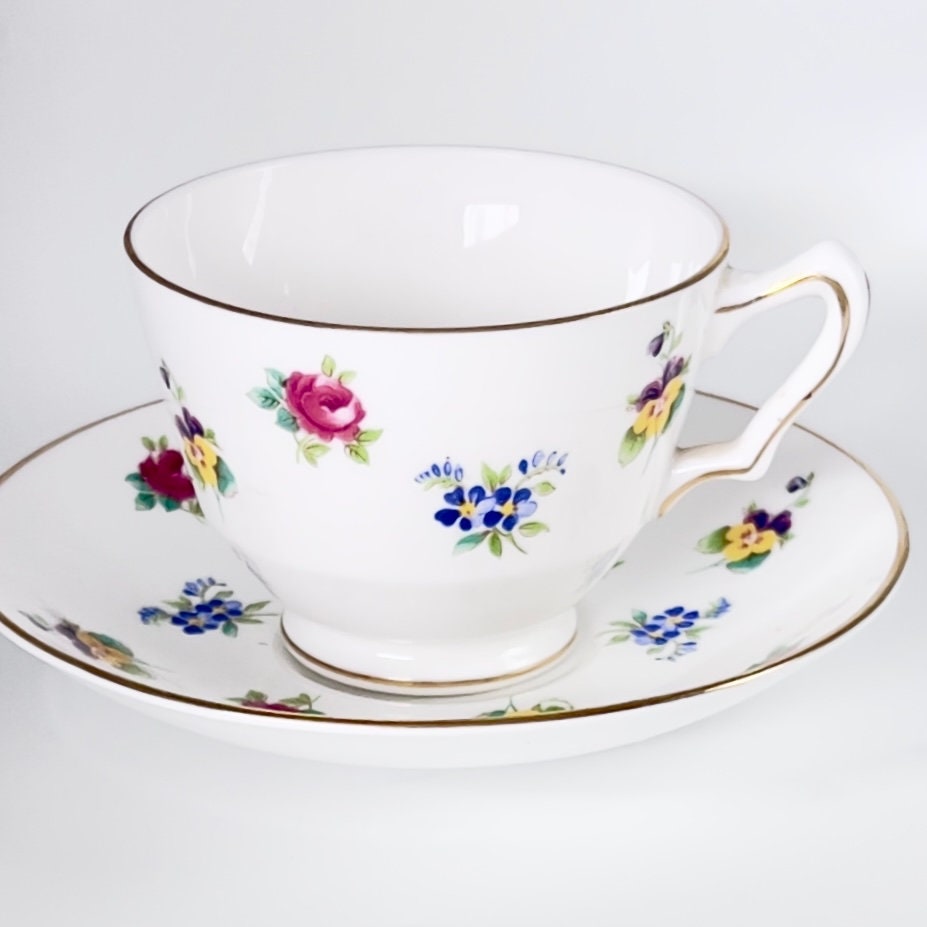 Unique 20th Anniversary Gift for Wife, Forget Me Not Broken China Jewelry, Sterling Silver Hoop Earrings